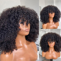 Vente en gros Brésilien Vierge Cuticule Alignée Cheveux Humains Frontal Lace Perruques Afro Crépus Bouclés Perruque Transparent Noir Dentelle pour les Femmes