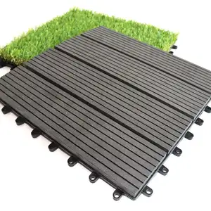 야외 안티 UV 연동 나무 플라스틱 정원 바닥 WPC DIY 데크 타일 복합 데크 타일