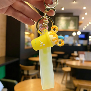 <span class=keywords><strong>Porte</strong></span>-clés Créatif en PVC « Crème Glacée et Boba Milk Tea », <span class=keywords><strong>Porte</strong></span>-clés Tasse de Lait de Thé, Cadeaux Promotionnels pour Enfants et Filles - Product Image 4