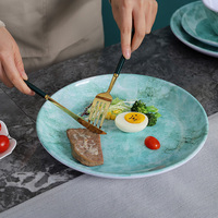 Assiettes en mélamine personnalisées à motif marbre turquoise pour la décoration de tables de restaurant et la salle à manger à domicile
