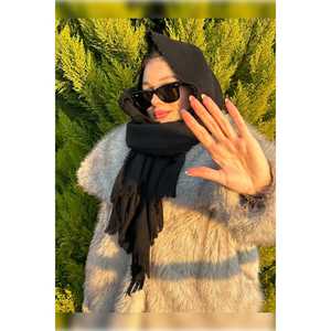 Écharpe longue en jacquard noir texturé doux et épais 70x180cm pour l'automne et l'été Sal1206 - Product Image 1