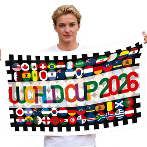 Banderas y Pancartas para la Copa Mundial de Fútbol 2026, Tela de Fondo de Poliéster, Artículos para Animar al Equipo en el Estadio y Registro de Partidos - Product Image 1