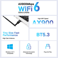 Adaptador USB WIFI6 AX900 de Doble Banda 2.4G y 5Ghz, Receptor USB Inalámbrico BT5.3, Sin Necesidad de Controladores, Tarjeta Wifi de 900Mbps para Computadora