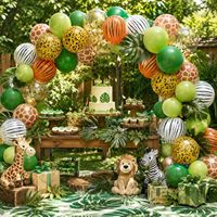 Balon Lateks Tema Hewan Safari Hutan untuk Pesta Ulang Tahun, Dekorasi Baby Shower Hewan Liar Tropis untuk Anak Laki-laki dan Perempuan, 12 Inci