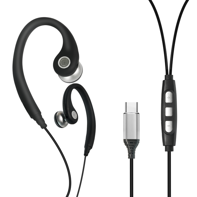 Type-c Connector Secure Fit for Running & Gym Built in Controls High - Quality Sound for Calls Sports Ear Wired Headphones