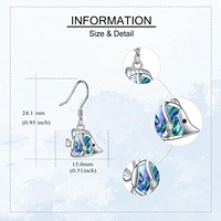 Boucles d'oreilles océan 925 argent Sterling boucles d'oreilles poisson coquille d'ormeau naturel balancent bijoux de plage océan pour les femmes