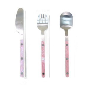 Juego de cuchillo, tenedor y cuchara de acero inoxidable Jin Hui 304 para niños con diseño de flores. - Product Image 5