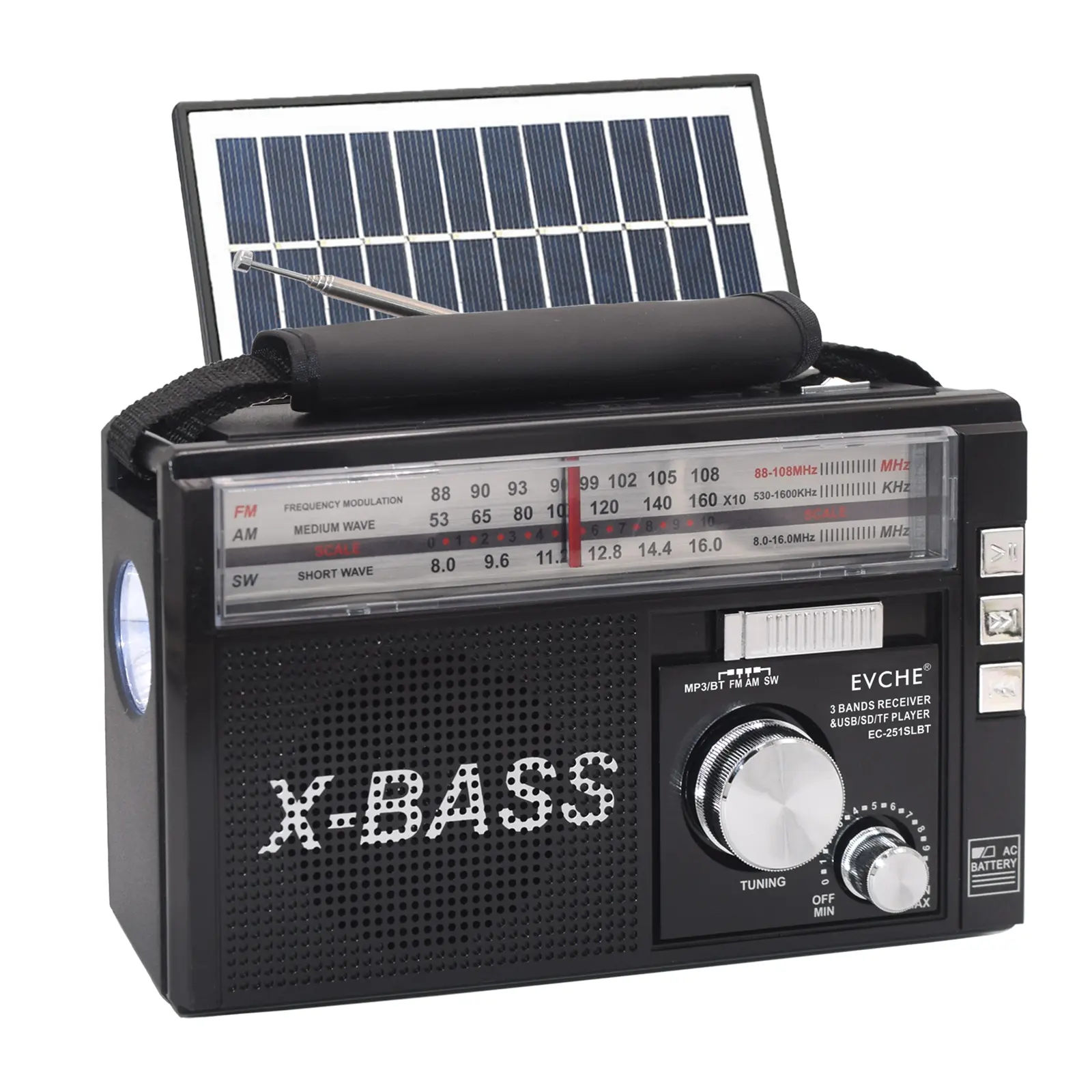 Penjualan langsung pabrik OEM Radio Retro Klasik FM AM SW Radio portabel BT USB SD TF obor lampu Radio surya Speaker tanam