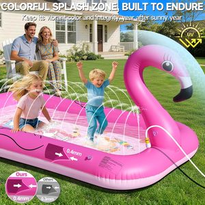 Pink Flamingo <b>Inflatable</b> Sprinkler <b>Pool</b>, Outdoor Water Play Mat <b>for</b> Kids - Product Image 3