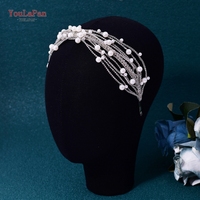 YouLaPan – couvre-chef en perles et strass fait à la main, élégant, pour femme, accessoire de cheveux pour fête, mariage, bandeau scintillant, accessoires pour cheveux HP658