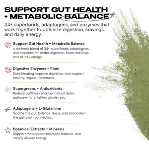 Polvo de Vegetales Verdes Premium con Espirulina y Chlorella para la Digestión, Salud Intestinal, Inmunidad, Energía, Suplemento de Vegetales Verdes - Product Image 4