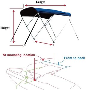 S.S. Auvent de <span class=keywords><strong>bateau</strong></span> 316 gris foncé 4 nœuds 8'L X 54 "H X 73"-78 "W <span class=keywords><strong>Bimini</strong></span> Top Cover 4 sangles pour avant et arrière Comprend un montage dur - Product Image 5