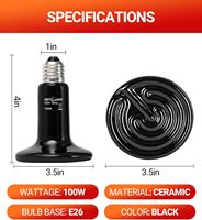 Ampoule chauffante en céramique REPTIZOO Premium 100W, base E26, résistante aux fissures, durée de vie de 10000h, lampe chauffante infrarouge pour lézards et serpents