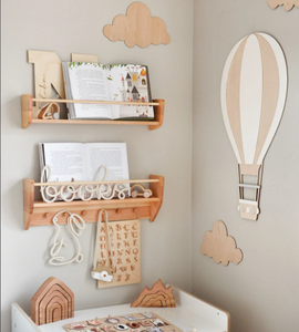 Decoración arte Babyroom decoración madera guardería estantes niños pared estantería con gancho - Product Image 2