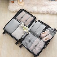 7 pièces valise vêtements sac de rangement voyage jean porte-serviettes pochette étanche chaussures maquillage emballage Cube sac Portable sac Kits