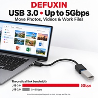Kabel USB 3.0 OTG DEFUXIN 20cm 5Gbps USB C Male ke USB A Female Adapter untuk MacBook iPad Samsung Galaxy USB Flash Drive (Ready Stock)