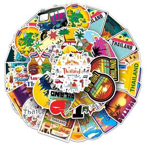 50 قطعة بسعر الجملة ملصقات تذكارية للسفر مع مناظر تايلاندية ملصقات مقاومة للماء مزخرفة للأمتعة والكمبيوتر المحمول ملصق كارتوني مخصص - Product Image 5