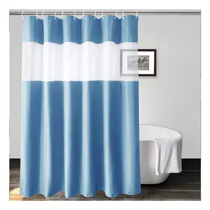 CF BCJ08-BL Transparent luxury design waterproof waffle multi-arm woven hook wholesale custom shower curtain