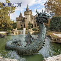 Fontaine d'eau classique en bronze, sculpture de dragon, fontaine d'eau en laiton, statue pour jardin extérieur