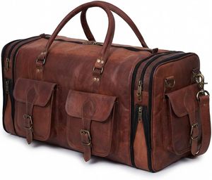 Bolsa de Viaje de Cuero Vintage Hecha a Mano de 24 Pulgadas para Hombre, Bolsa de Cuero Genuino Mediana para Fin de Semana, Viajes y Gimnasio - Product Image 6