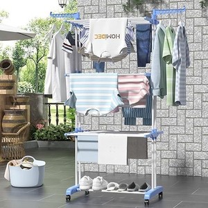 Ou Shumei Tendedero Plegable de 3 Niveles de Acero al Carbono para Interiores y Exteriores con Ruedas y Diseño Giratorio - Product Image 3