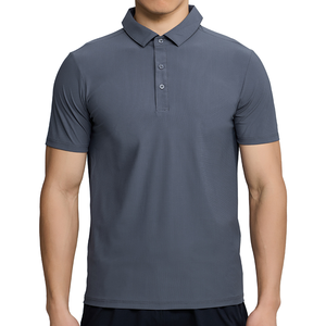 Camisas deportivas de gimnasio de patrón sólido, ajuste seco de entrenamiento elástico para camisa Polo, ropa informal de punto transpirable, entrenamiento informal deportivo - Product Image 1