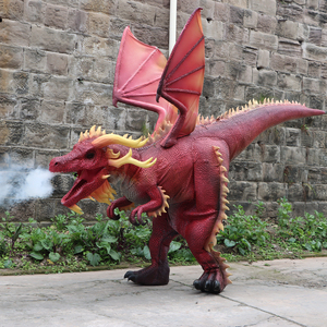 Costumes de dinosaures robots en silicone réaliste grandeur nature, dragon <span class=keywords><strong>rouge</strong></span>, avec fumée et lumières LED - Product Image 4