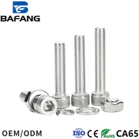 Sekrup Kepala Heksagonal Soket Baja Tahan Karat 304/316 M5M6M8 Langsung dari Pabrik, Baut Kombinasi Tiga DIN912 dengan Ring dan Mur Metrik