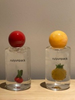 Flacons de parfum personnalisés en verre borosilicate de haute qualité 50 ml avec pastèque à l'intérieur, tête de pulvérisation à vis avec bouchons à bille