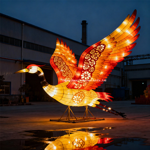 Personalizzato rosso incoronato lanterna tradizionale uccello cinese LED impermeabile decorazione riutilizzabile per feste culturali di natale giardino - Product Image 4
