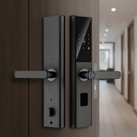Serrure Intelligente pour Appartement & Hôtel - 7 Modes de Déverrouillage, Sonnette Intégrée, Compatible Tuya, Panneau en Aluminium Aviation 360mm, Porte en Bois, Application Mobile