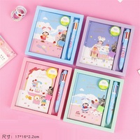 Lot de carnets de notes mignons roses à motif de dessin animé avec cadenas, coffret cadeau pour filles et étudiantes, ensemble de papeterie fabriqué en Chine/GUA, modèle de papeterie