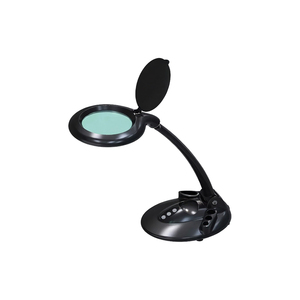Lampe de bureau noire illuminée avec loupe et lumière 360°. Lampe à col de cygne rotative pour les loisirs et les travaux manuels - Product Image 1