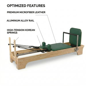 <span class=keywords><strong>Reformer</strong></span> <span class=keywords><strong>Pilates</strong></span> per Bodybuilding e Yoga in Legno di Rovere e Pelle Bianca per Esercizi Core, Attrezzatura Fitness Personalizzata per Palestra e <span class=keywords><strong>Casa</strong></span> - Product Image 5