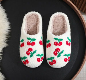Women's Winter Home for <b>Slippers</b> Cute Cherry Pattern New Design Indoor Warm Flat Fuzzy Fruit Soft Indoor for <b>Slippers</b> for Ladies - Product Image 6