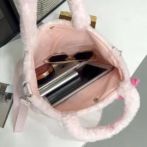 Sanrioed Hello Kt Bolsa de pelúcia Kawaii Kuromi My Melody, bolsa fofa de desenho animado anime, sacola de armazenamento de canela para mulheres e meninas, presente para presente