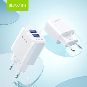 Bavin PC913Y 5v 2.4a快速充电器双usb批发通用小型欧盟手机充电器