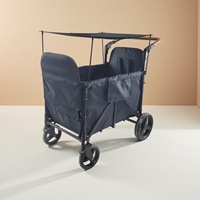 Poussette pliable 2 places pour bébé avec sièges intégrés, roues tout-terrain et auvent pare-soleil, chariot de transport pour enfants en extérieur