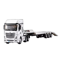 Nouveau Camion Tracteur Télécommandé RTR HUINA 1/64 9900 avec Semi-Remorque Plate 3 Essieux, Lumières, Effets Sonores et Pieds de Support Manuels