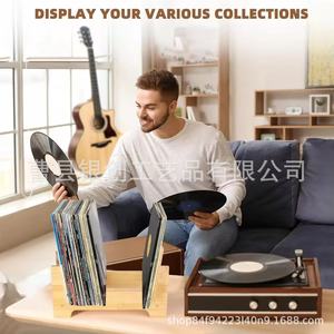 Wooden Vinyl <b>Record</b> Rack Bamboo Cd Storage Foldable Display <b>Stand</b> For Music Collection - Product Image 2