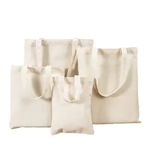 Túi Tote Sinh Thái Mua Sắm Kích Thước Tiêu Chuẩn In Logo Tùy Chỉnh Chất Lượng Cao Túi Vải Cotton 5Oz 8Oz 10Oz