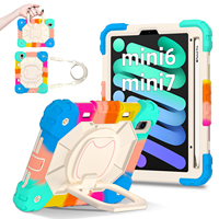 Étui robuste en silicone et polycarbonate antichoc avec dragonne et support pour iPad Mini 7 A17 Pro Mini 6 8,3 pouces