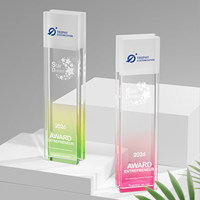 Trophée en cristal dégradé gravé sur mesure, givré et créatif, pour les employés exceptionnels, remis lors de la réunion annuelle