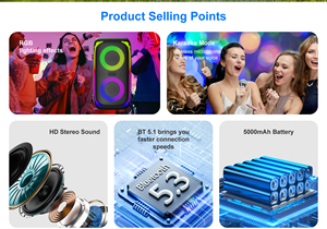 Commercial 30W RMS Single Color Lighting Rolling Wireless Speaker System 2-Mic <strong>Inputs</strong> 5.3 IPX-6 Waterproof Mobile Phone Computer - Product Image 5