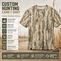 T-shirt de chasse respirant pour homme à manches courtes, imprimé avec logo personnalisé, motif camouflage vintage, idéal pour la chasse en forêt et sur les plaines.