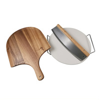Ensemble de 4 outils à pizza durables avec pierre à pizza arrondie de 13 pouces, pelle à pizza, support et coupe-pizza pour grill et four