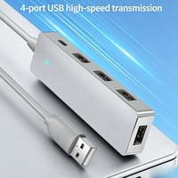 Hub USB 2.0 5-en-1 en gros, répartiteur de données 4 ports avec port d'alimentation Type-C, extension USB pour ordinateur portable, PC portable
