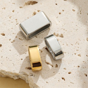 Yiwu Aceon <strong>Jewelry</strong> Stainless Steel DIY <strong>Jewelry</strong> Findings Rectangle Hole Narrow Wide Blank DIY Engrave Leather Rope Spacer Bead - Product Image 3