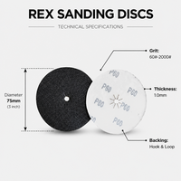 Disques abrasifs REX en carbure de silicium à crochets et boucles, 1 mm, dureté moyenne, noirs, accessoires pour meuleuses électriques - Formes multiples