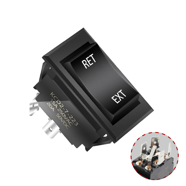 KCD2-7-223B 30A DPDT 4 Pin ON-OFF-ON Reset 12 Volt 3 Position Momentary Rocker Switch Reverse Polarity CE/TUV Certified Black